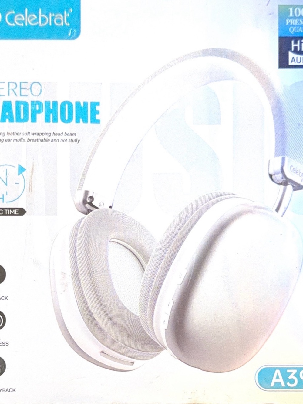 White Over-Ear Wireless Headphones - Comfortable Stereo Sound